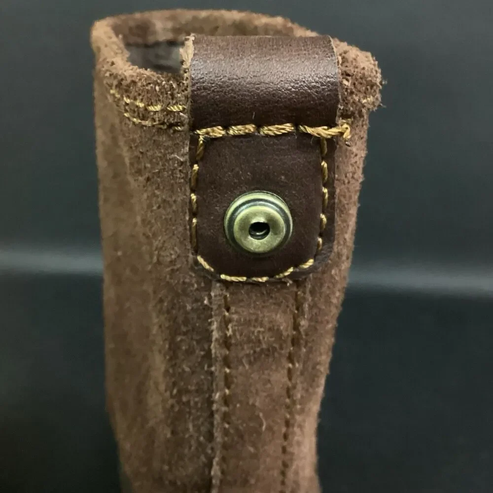 Born Audie Riding Boots Women's Sz 7 Brown Leather Mid-Calf Pull-On Block W81672